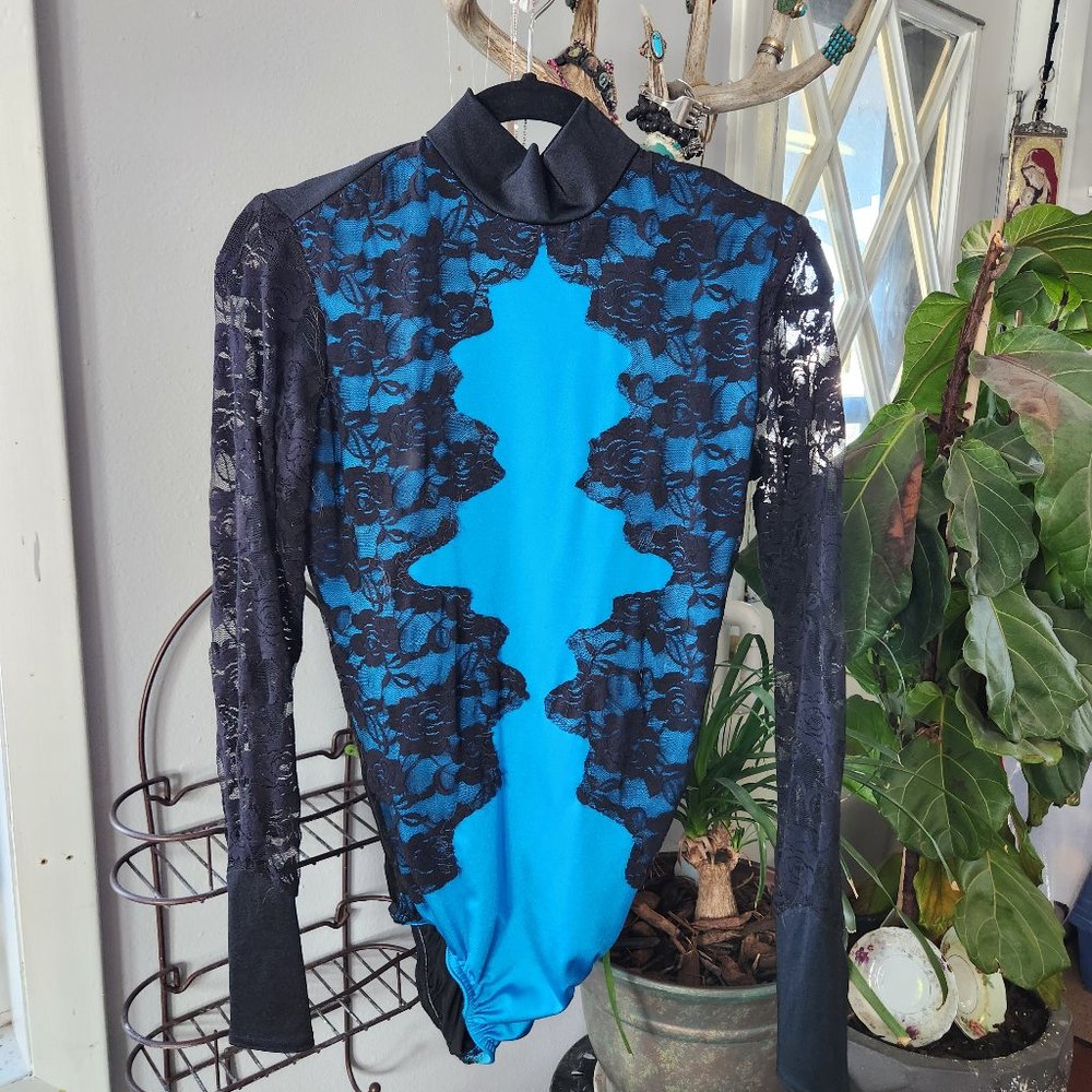 Kelle "K2T2 CELL 100" Jazz/Dance Costume, Size Large Adult, Blue and Black